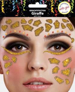 Gesichtstattoo - Glitzer Aufkleber Klebetattoos Temporäres Glitter Face Tattoo Motto Party Karneval Halloween (Giraffe) von Makotex