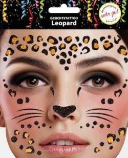 Gesichtstattoo - Glitzer Aufkleber Klebetattoos Temporäres Glitter Face Tattoo Motto Party Karneval Halloween (Leopard) von Makotex