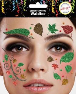 Gesichtstattoo - Glitzer Aufkleber Klebetattoos Temporäres Glitter Face Tattoo Motto Party Karneval Halloween (Waldfee) von Makotex