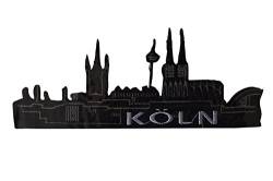 Makotex Damen Herren Bügelbild ~ Köln schwarz ~ 180x75 mm Kölner Dom Skyline Applikation Karneval von Makotex