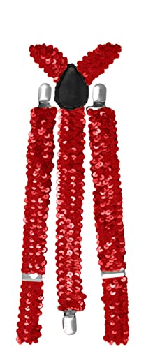 Makotex Pailletten Y- Hosenträger Glitzer Bundhalter (Rot) von Makotex