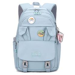 Makukke Schulrucksack für Damen, Laptop-Rucksack, 39,6 cm (15,6 Zoll), College-Schultasche, Diebstahlschutz, Reise-Tagesrucksack, Büchertasche für Mädchen, Blau, Large von Makukke