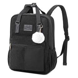 Makukke Schulrucksack für Damen – wasserabweisende College-Büchertasche mit 38,1 cm (15 Zoll) Laptop-Hülle, Tagesrucksack für Reisen, Schule, Arbeit, Schwarz, Large, Daypack Rucksäcke von Makukke