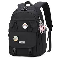 Rucksack Damen Schulrucksack Mädchen Teenager, Laptop-Rucksäcke 15,6 Zoll College Schultasche Anti-Diebstahl-Reise-Tagesrucksack Große Büchertaschen für Teenager Mädchen Frauen Studenten (Schwarz#2) von Makukke