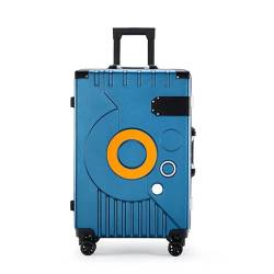 MalUan 2023 Reise-Spinnergepäck 20/22/24/26 Zoll Rollkoffer mit Aluminiumrahmen for Damen, modischer Trolley-Koffer, Business-Boarding-Box (Color : Blue, Size : 20 inch) von MalUan