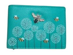 Mala Leather Moonflower Bee Karten-/Ausweishalter, türkis, Einheitsgröße, Karten- und Ausweishülle von Mala Leather