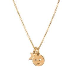 Malaika Raiss Halskette Damen Smiley und Stern Charm-Anhänger 24 Karat vergoldet - N3167a von Malaika Raiss