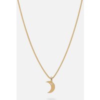 Malaika Raiss Kette mit Anhänger Moon Halskette Damen Gold mit Mond Anhänger 45 cm, Silber 925, 24 Karat vergoldet von Malaika Raiss