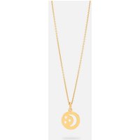 Malaika Raiss Kette mit Anhänger Moon Plaquette Halskette Damen Gold mit Mond und Sterne Anhänger 45 cm, Messing, 24 Karat vergoldet von Malaika Raiss