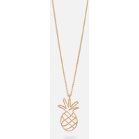 Malaika Raiss Kette mit Anhänger Pineapple 3D Halskette Damen Gold mit Ananas Anhänger Lasercut 70 cm, Silber 925, 24 Karat vergoldet von Malaika Raiss