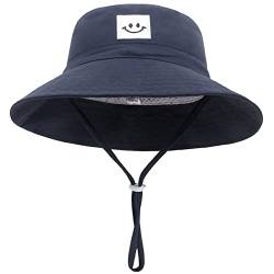 Baby Sonnenhut Lächeln Gesicht Marineblau Fischerhut Kleinkind Bucket Hat Strandhut UV Schutz Draussenhut Anglerhut Sommerhut für 6-24 Monate Mädchen Jungen von Malaxlx