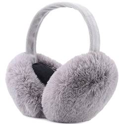 Grau Winter Warme Ohrenschützer Ohrenwärmer für Damen Herren Plüsch Ohrenschützer Faltbar Abnehmbar Ski Outdoor Earmuffs von Malaxlx