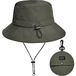 Malaxlx Armeegrün Fischerhut Sonnenhut für Damen Herren wasserdichte Bucket Hat Anglerhut Regenhut Sommerhut UV Schutz Strandhut Verstellbare Safari Boonie Hut von Malaxlx