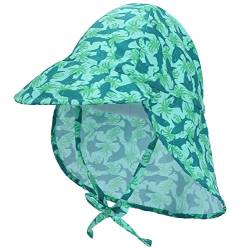Malaxlx Baby Sonnenhut Hai Grün Sommermütze Kleinkind Schirmmütze mit Nackenschutz und Bindebändern Mütze Flapper UV Schutz Strand Hut für 3-18 Monate Mädchen Jungen von Malaxlx