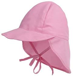 Malaxlx Baby Sonnenhut Rosa Sommermütze Kleinkind Schirmmütze mit Nackenschutz und Bindebändern Mütze Flapper UV Schutz Strand Hut für 3-18 Monate Mädchen Jungen von Malaxlx