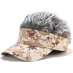 Malaxlx Khaki Tarnung Schirmmütze Baseball Cap Herren Damen Verstellbar Sonnenhut Baseballkappe mit Grau Perücken Athletic Visor Cap von Malaxlx