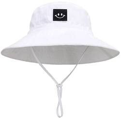 Malaxlx Kleinkind Sonnenhut Lächeln Gesicht Weiß Fischerhut Kinder Bucket Hat Strandhut UV Schutz Draussenhut Anglerhut Sommerhut für 2-6 Jahre Mädchen Jungen von Malaxlx