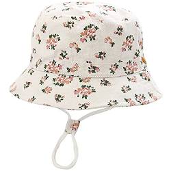 Malaxlx Unisex Baby Sonnenhut Blumen Weiß Fischerhut Säugling Sommerhut für 6-12 Monate Mädchen Jungen von Malaxlx