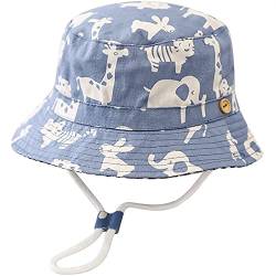 Malaxlx Unisex Kinder Sonnenhut Tiere Hellblau Fischerhut Sommerhut für 4-8 Jahre Mädchen Jungen von Malaxlx