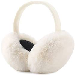 Weiß Winter Warme Ohrenschützer Ohrenwärmer für Damen Herren Plüsch Ohrenschützer Faltbar Abnehmbar Ski Outdoor Earmuffs von Malaxlx