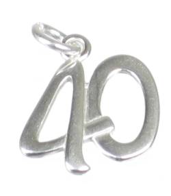 40 Sterlingsilber Charm .925 x 1 Geburtstag Alter Nummer vierzig Charms dkc53033 von Maldon Jewellery