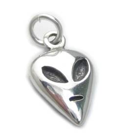 Alien Gesicht Sterlingsilber Charm .925 x 1 Aliens Charms dkc35723 von Maldon Jewellery