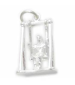 Ein Mädchen auf Schaukel Sterlingsilber bewegbar Charm .925 x 1 Schaukel Charms ecch0093 von Maldon Jewellery