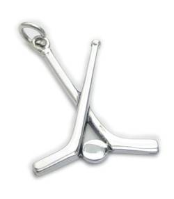 Eishockey Stücke und Puck Sterlingsilber Charm .925 x 1 Hocky Charms dkc43492 von Maldon Jewellery