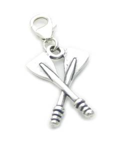 Gekreuzte Ruder auf Hummerclip Sterling Silber Charm .925 x 1 Charms von Maldon Jewellery