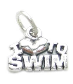 I Love to Swim Sterling Silber Charm .925 x 1 Swimming Swimmer Charms von Maldon Jewellery