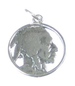 Indianer Kopf Nickel Sterlingsilber Charm .925 x 1 Nickels Münzen Anhänger cf347 von Maldon Jewellery