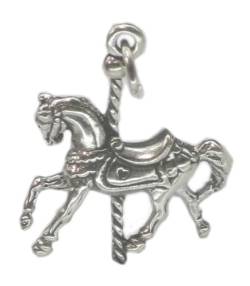 Karussell Pferd Sterling Silber Anhänger .925 x 1 lustig Fair Pferde Anhänger sslp1088 von Maldon Jewellery