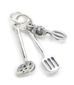 Kochen Küchenutensilien Sterling Silber Charm .925 x 1 Koch Charms von Maldon Jewellery