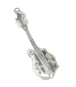 Mandoline - Gitarre Sterling Silber Charm-Anhänger .925 x 1 Musik-Charms von Maldon Jewellery