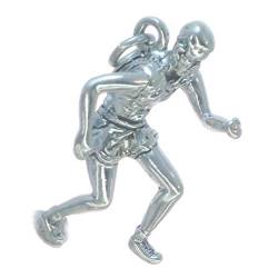 Marathon-Läufer großer Sterling-Silber-Anhänger .925 x 1 Marathons Runners von Maldon Jewellery