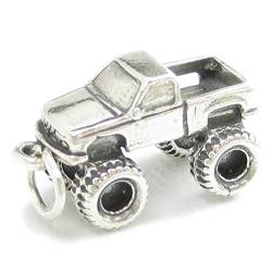 Monster Truck Sterlingsilber Charm .925 x 1 Monster Lkws Anhänger sslp2567 von Maldon Jewellery