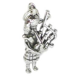 Schotte mit Dudelsack Sterlingsilber Charm .925 x 1 Schottland Schottisch sslp2931 von Maldon Jewellery