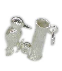 Specht beweglicher Sterling Silber Charm Specht Vögel Charms von Maldon Jewellery