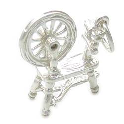Spinnrad mit beweglichem Rad Sterling Silber Charm .925 x 1 Nähen von Maldon Jewellery