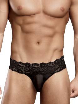 Male Power Scandal Lace: Micro String Pinch Back, schwarz (S/M) von Male Power