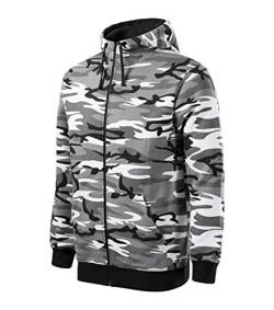 Malfini Camo Zipper Sweatshirt Herren, Pullover für Männer mit Reißverschluss, Sportbekleidung, camouflage grau L von Malfini