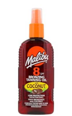 Malibu Sun Bräunungsöl LSF 8, wasserabweisend, Kokosduft, 200 ml von Malibu
