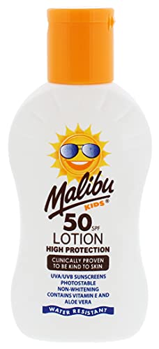 Malibu Kids Sonnencreen-Lotion, hoher Schutz, wasserfest, LSF 50, 100 ml von Malibu