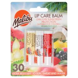Malibu - Lippenbalsam, Vanille, tropisch, Erdbeere, SPF30 von Malibu