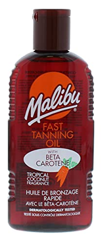 Malibu Sun Bräunungsöl, wasserfest, mit Beta-Carotin und tropischem Kokosnuss-Duft, 200 ml von Malibu