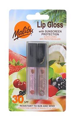 Malibu Sun and Wind Resistant Lipgloss mit LSF 30 Sonnenschutz, 2er Pack (2 x 1,5 ml) Coconut and Strawberry von Malibu