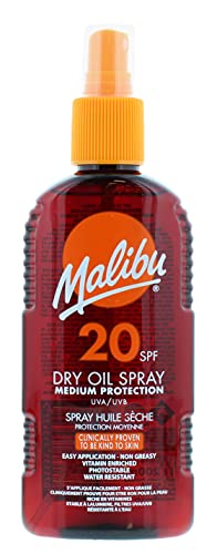 Malibu Wasserabweisendes, nicht fettendes Trockenöl mit mittlerem Schutz, Sonnenspray, LSF 20, 200 ml von Malibu