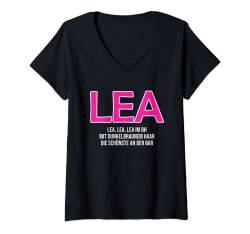 Damen Lea Malle Hit - Lea, Lea, Lea im BH - Mallorca Lea Malle T-Shirt mit V-Ausschnitt von Mallorca Malle Trend