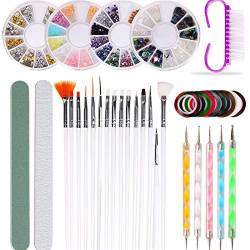 Malloy 37 Teile/Satz Nagel Kunst Dekor Werkzeug Nagel Kunst ManiküRe Puffer Streifen Kunst Make-Up Pinsel Nagel Kunst Schmuck Set von Malloy