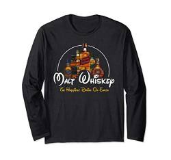 Malt Whiskey Shirt, Happiest Drink Funshirt Parodie Langarmshirt von Malt Whiskey T-Shirt, Original Label Outfit